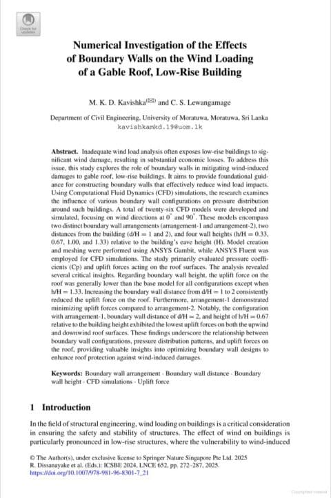 Numerical Investigation of Wind Loading on Gable-Roof, Low-Rise Buildings